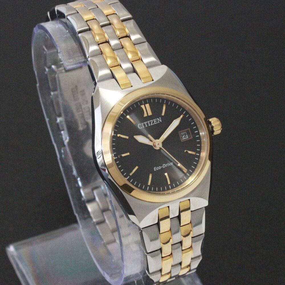 Citizen Eco Drive Ladies Corso Two Tone Black Dial 28mm - Picture 2 of 12